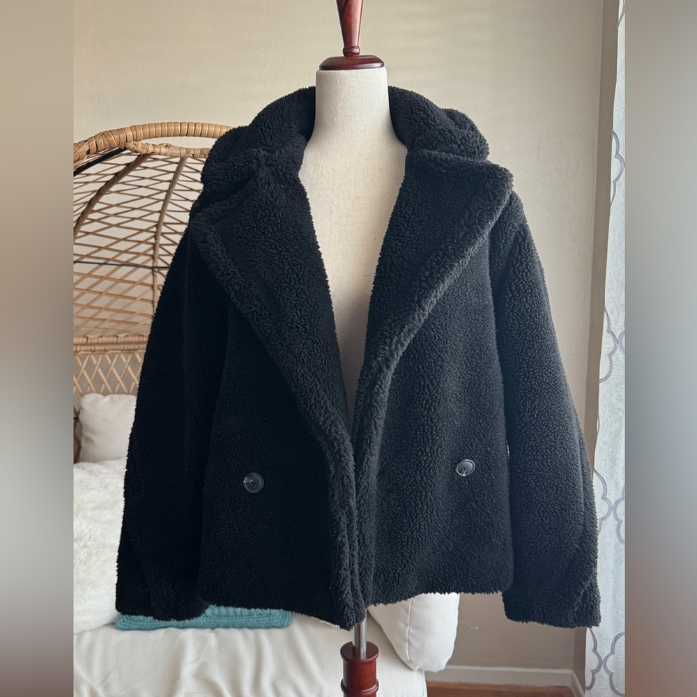 Women’s Gap Teddy Sherpa Moto Jacket in Black